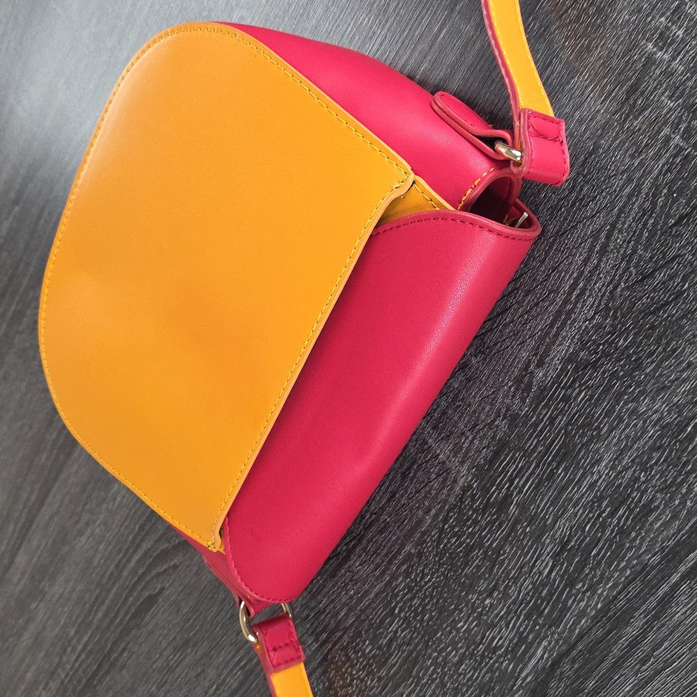Sassy Jones Color Block Bold Orange/Red Cross Body Bag/ Purse EUC Woman Owned - Picture 11 of 16